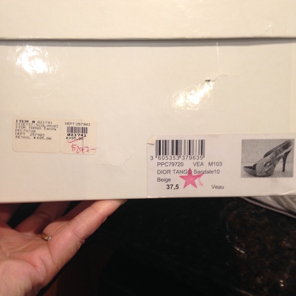 Dior " Tango" Tan Reptile Embossed Leather Sandals - Picture 5 of 6